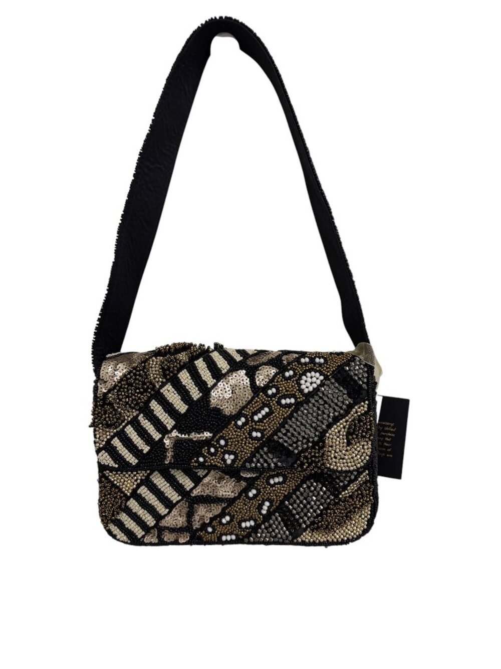 Beaded Bag Glitzy Sequin Geometric Gold Silver Black White New Release India NWT
